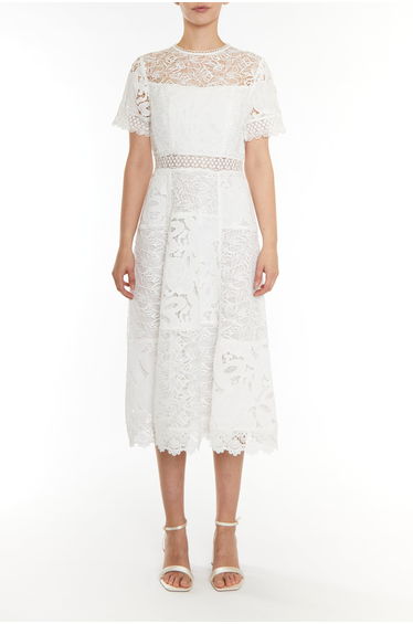 Charlie White Patchwork Lace A-line Midi Dress