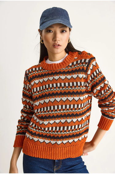 LUCCI Ethnic Patterned Knit Sweater