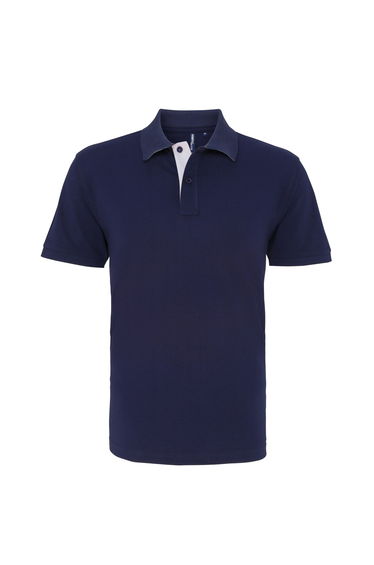 Asquith & Fox Mens Classic Fit Contrast Polo Shirt - Navy/White