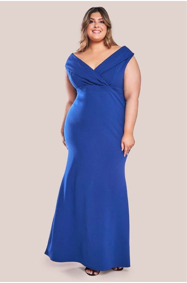 Blue Plus Pleated Mermaid Maxi Dress