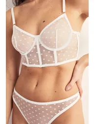 Mesh Polka Dot Corset Lingerie Set - 2