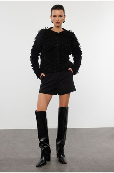 Black Tasseled Coat Knitwear Cardigan