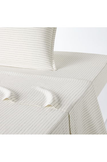 Linot Striped 100% Washed Linen Flat Sheet