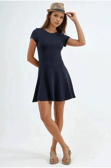 BUSEM Short Sleeve Mini A-Line Dress
