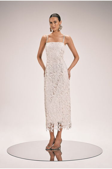 Lace Detail Strappy Midi Dress