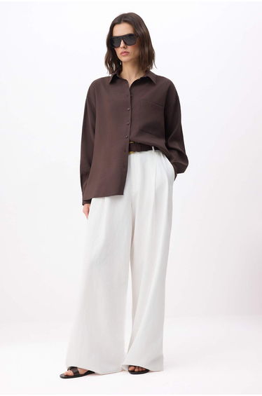 Brown Wide Fit Modal Shirt