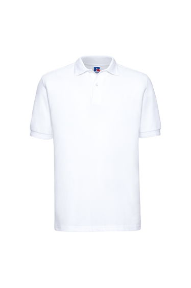 Russell Mens Ripple Collar & Cuff Short Sleeve Polo Shirt - White