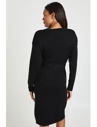 Maternity Crew Neck Jumper Midi Dress - black - 1