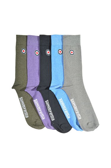Lambretta Mens Plain Socks (Pack of 5) - Grey/Navy/Khaki Green/Blue/Wine