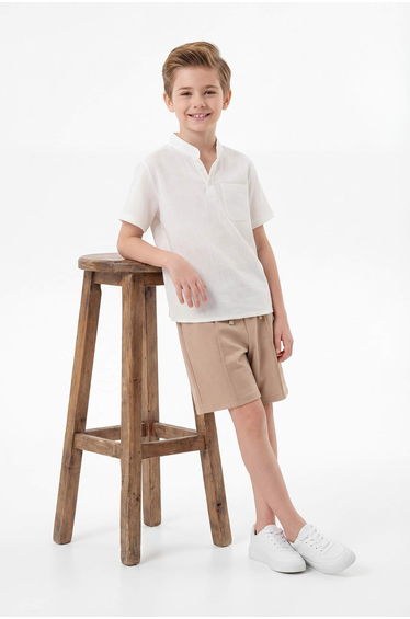 Camel Plain Woven Bottom - Top Set