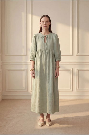 MY FASHION Tie Detail Loose Fit Maxi Dress