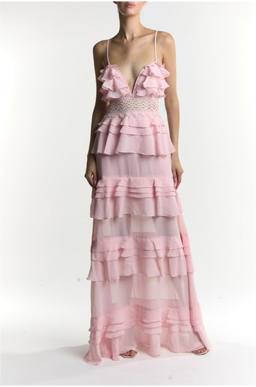 Sophia Dusty Pink Tiered Ruffle Maxi Dress