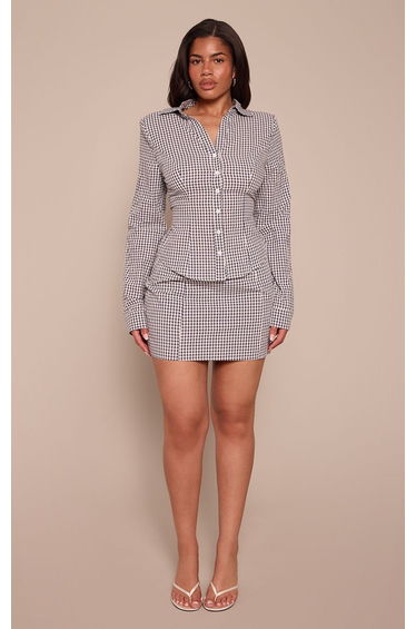 Shape Navy Checkered Mini Skirt Co-ord