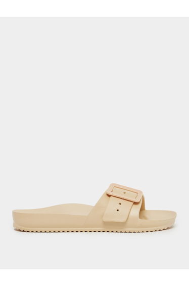 Solid Buckle Detail Slip-On Slipper