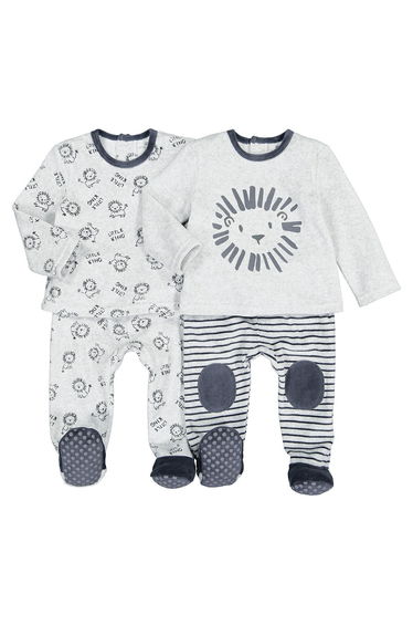 Pack of 2 Pyjamas in Velour