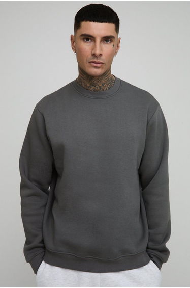 Tall Basic Regular Fit Crew Neck Sweatshirt - charcoal