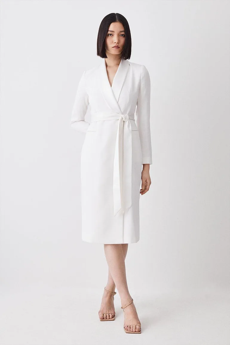 Satin Back Crepe Tuxedo Midi Dress Karen Millen : Premium Dresses : VogaCloset Iraq Satin Back Crepe Tuxedo Midi Dress Karen Millen : Premium Dresses : VogaCloset Iraq