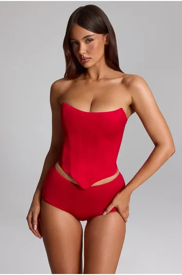 شورت برمودا أوه بولي أحمر ضيق