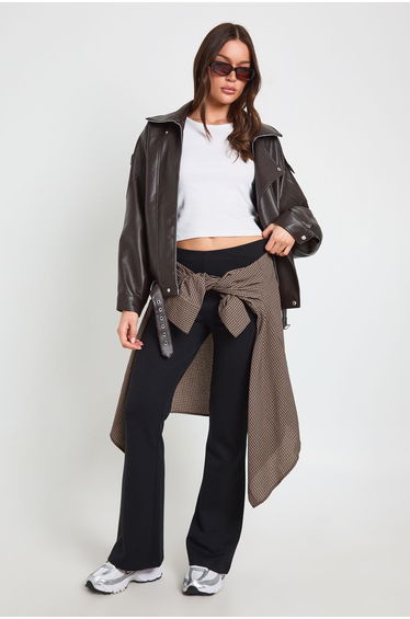 Interlock High Waist Flare Trouser - black