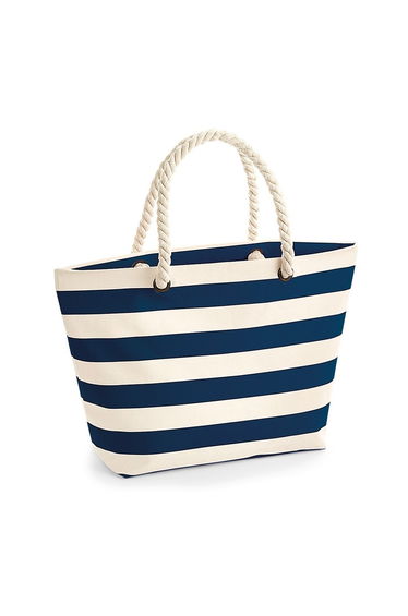 Westford Mill Nautical Beach Bag - Natural/Navy