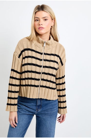 DKNY Stripe Zip Knit