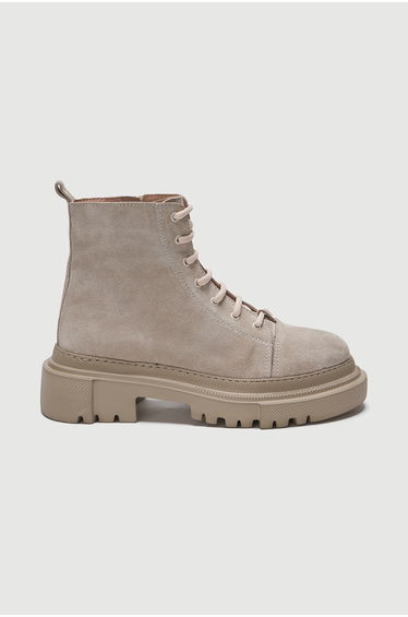 Beige Color High Sole Suede Women's Boots