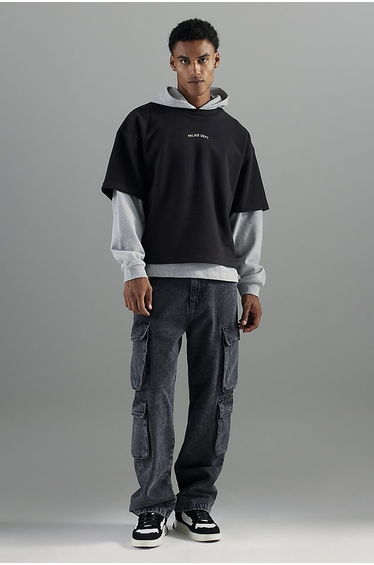 Black Loose Fit Cargo Jeans