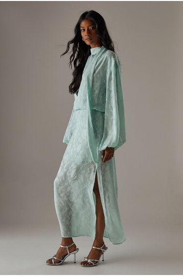 Chiffon Jacquard Bias Maxi Skirt