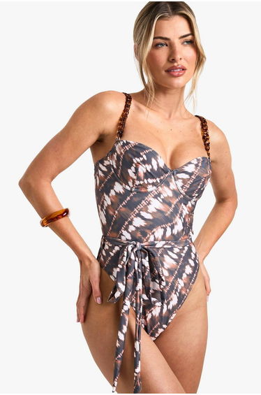 Tie Dye Chain Strap Swimsuit