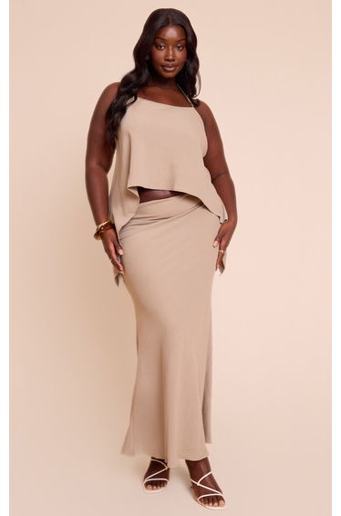 Plus Mushroom Floaty Woven Tie Side Low Rise Maxi Skirt