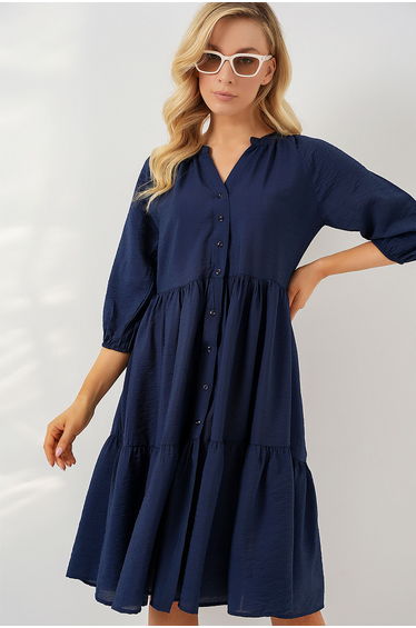 BDART Textured Midi Dress with Button Closure