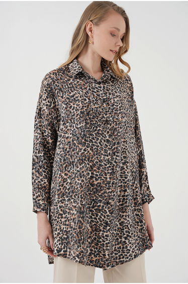 BDART Leopard Print Long Sleeve Button-Up Shirt