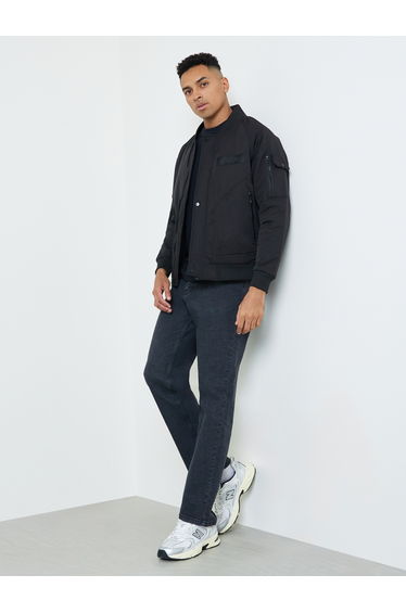 Men Button Zip-Up Bomber Jacket