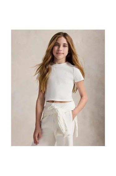 Ralph Lauren Childrens/Kids Ribbed Fitted T-Shirt - White