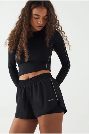 DSGN Studio Reflective Binding 2 In 1 Running Shorts - black