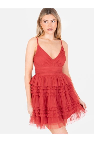Anaya With Love Recycled Red Ruffle Cami Mini Dress