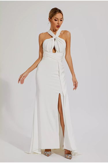 Alexia White Maxi Halter Dress