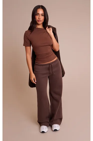 Petite Chocolate Super Soft Twist Detail Cap Sleeve Top