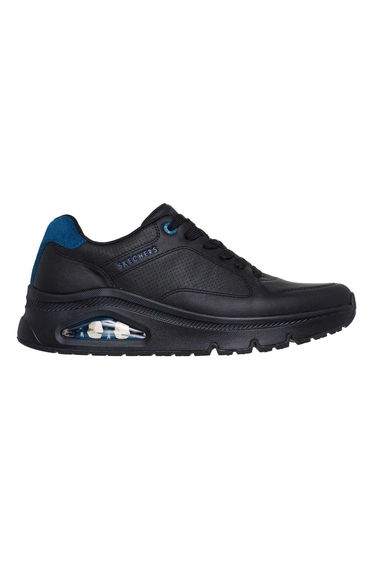 Skechers Mens Decorative Leather Air Cushioned Trainers - Black