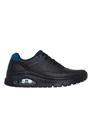 Skechers Mens Decorative Leather Air Cushioned Trainers - Black