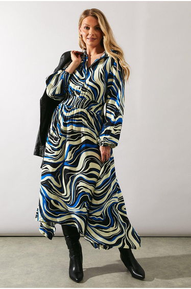 Abstract Swirl Shirt Dress