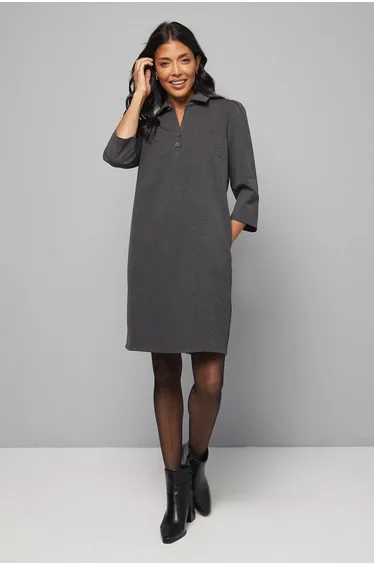Ponte Jersey Collared Shift Dress