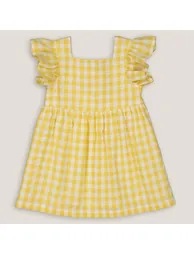 Gingham Cotton Party Dress with Ruffles