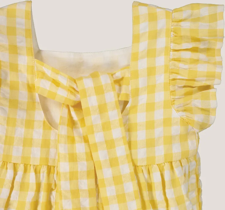 Gingham Cotton Party Dress with Ruffles - 2