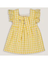 Gingham Cotton Party Dress with Ruffles - 1