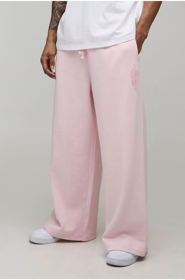 Extreme Wide Leg High Build Printed Jogger - pink