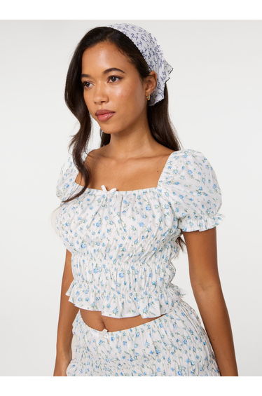 Ditsy Print Milkmaid Top
