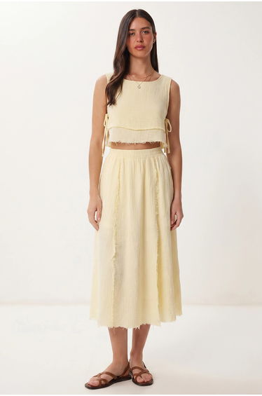 ISTANBUL Cotton Sleeveless Blouse And Midi Skirt Set
