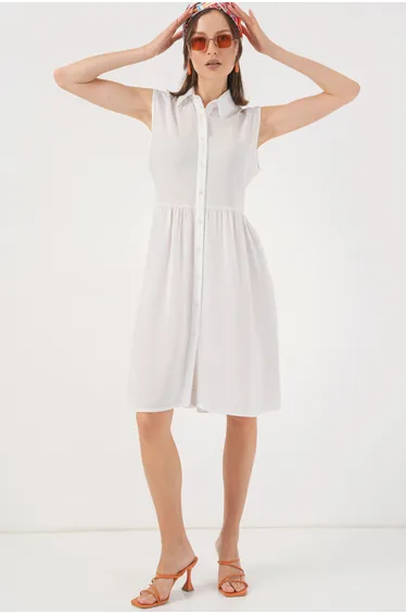 BDART Sleeveless Button-Up Midi Dress with Shirt Collar