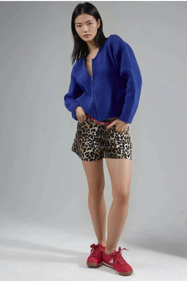 MY FASHION Zippered Knit Cardigan With Pockets